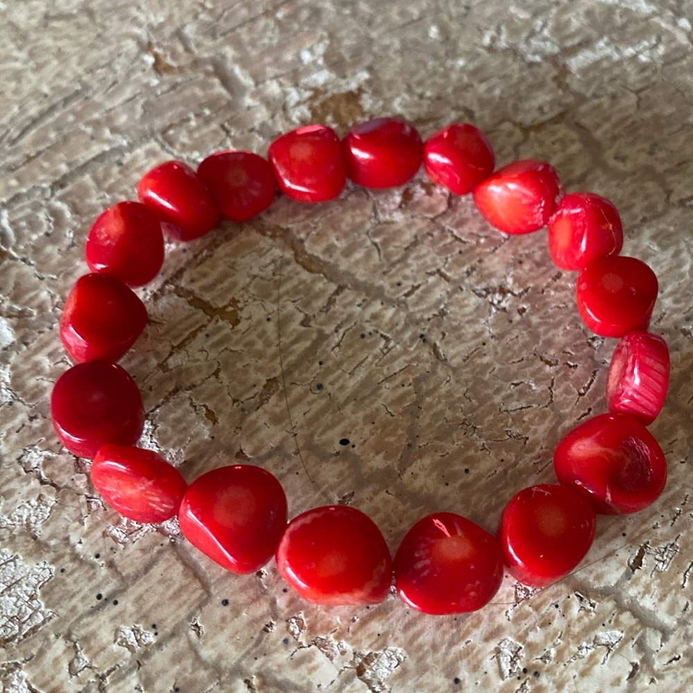 Genuine red coral bracelet.